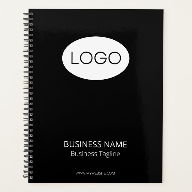 Personalised Business Logo, Modern Black Planner (Front)