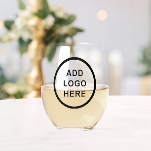 Personalised Business Logo Name Address Website Stemless Wine Glass
