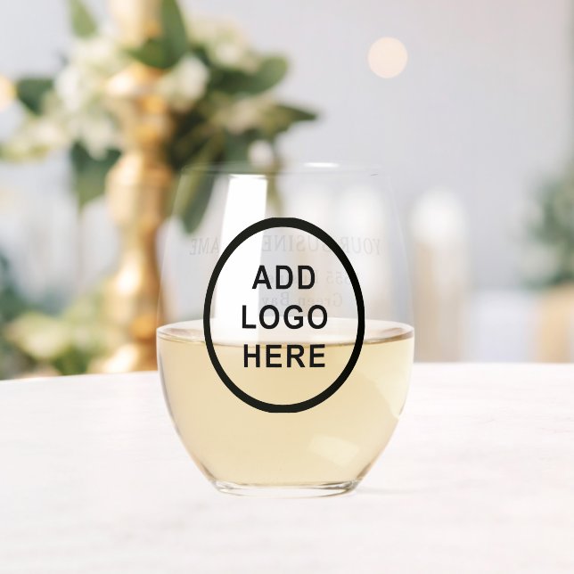 Personalised Business Logo Name Address Website Stemless Wine Glass (Insitu (Wedding))