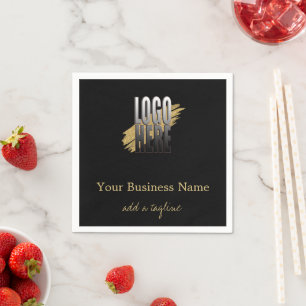 Personalised Business Logo Name Editable  Black Napkin