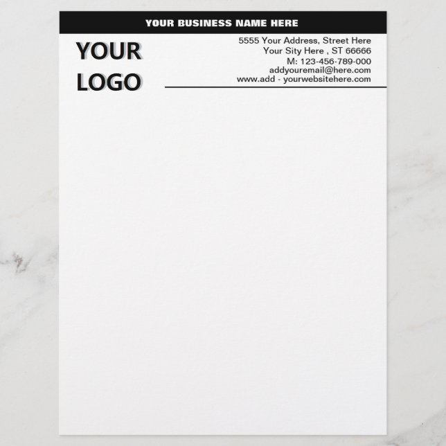 Personalised Business Logo Name Info Letterhead (Front)