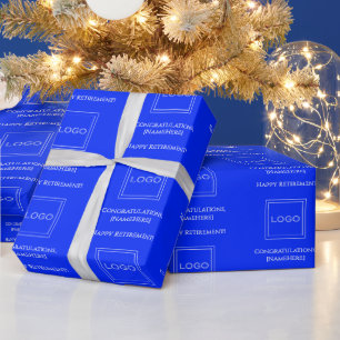 Personalised Business Logo, Photo Pattern on Blue Wrapping Paper