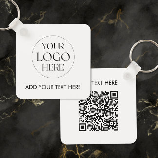 Personalised Business Logo QR Code Modern Employee Key Ring