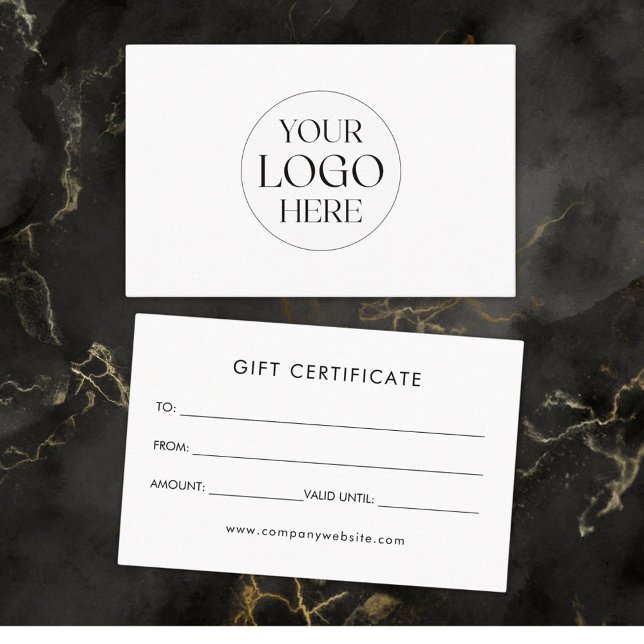 Personalised Business Logo Simple Gift Certificate (Front and Back)