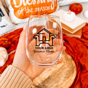 Personalised Business Logo Stemless Stemless Wine Glass