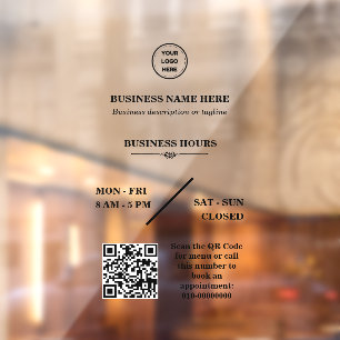Personalised Business Logo Store Open Hours Door Window Cling