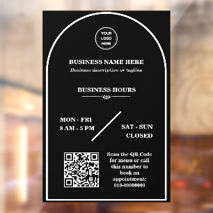 Personalised business logo store open hours door window cling