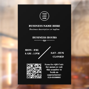 Personalised Business Logo Store Open Hours Door Window Cling