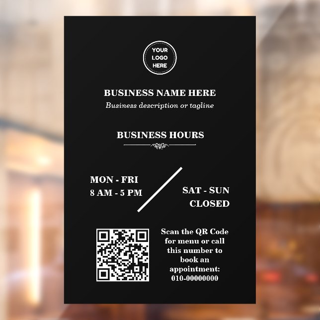 Personalised Business Logo Store Open Hours Door Window Cling (Sheet 2)