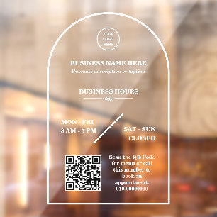 Personalised business logo store open hours door window cling