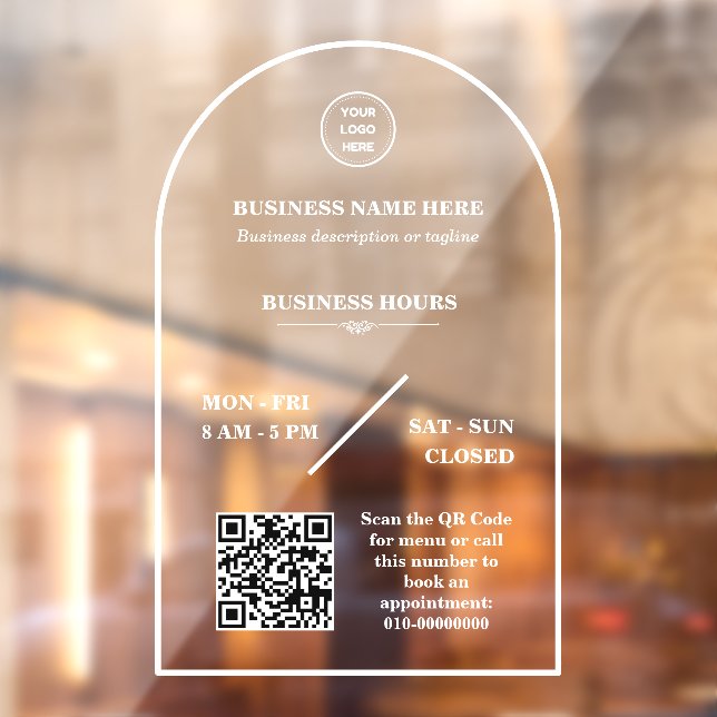Personalised business logo store open hours door window cling (Sheet 2)