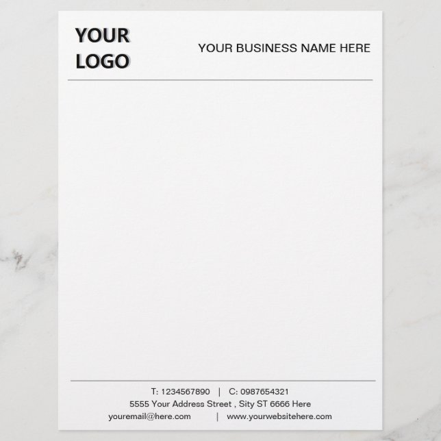 Personalised Business Logo Text Info Letterhead (Front)
