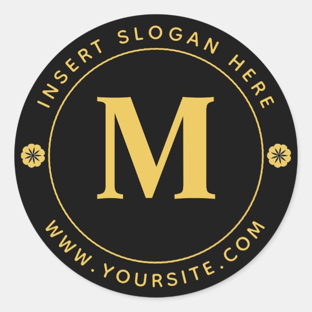 Personalised Business Monogram Gold Black Classic Round Sticker (Front)