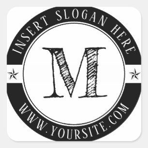 Personalised Business Monogram Round Square Sticke Sticker