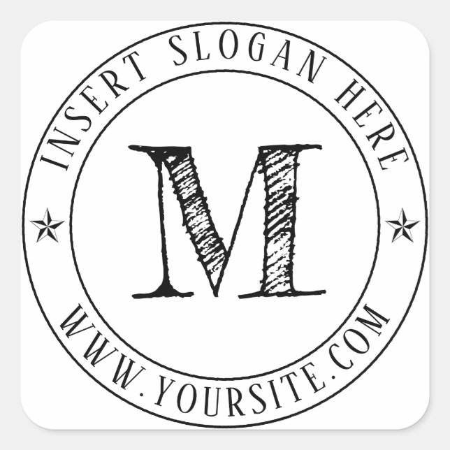 Personalised Business Monogram Round Square Sticker (Front)