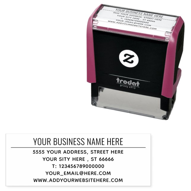 Personalised Business  Name Address Info Stamp (In Situ)