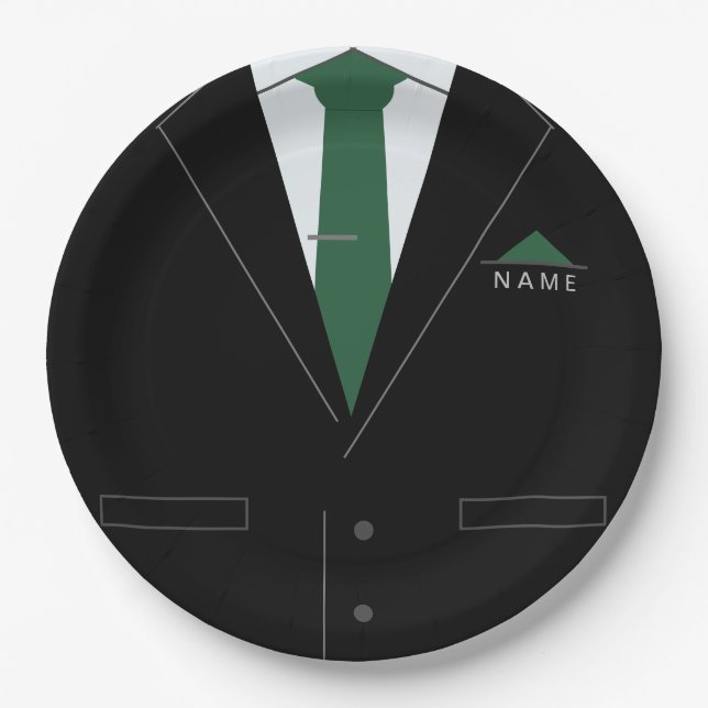Personalised Business Party Paper Plates with Suit (Front)