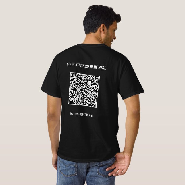 Personalised Business QR Code T-Shirt Template (Back Full)
