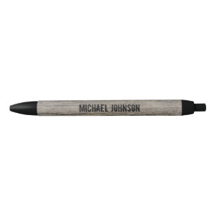 Personalised Business Rustic Wood Unique Black Ink Pen