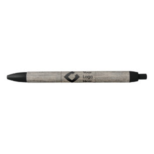 Personalised Business Rustic Wood with Logo Black Ink Pen