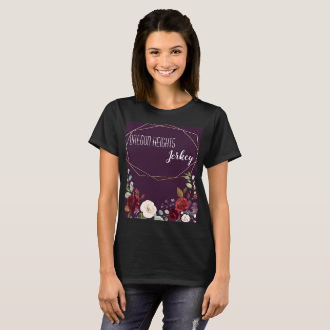 Personalised Business T-Shirt Plum Purple Roses Go (Front Full)