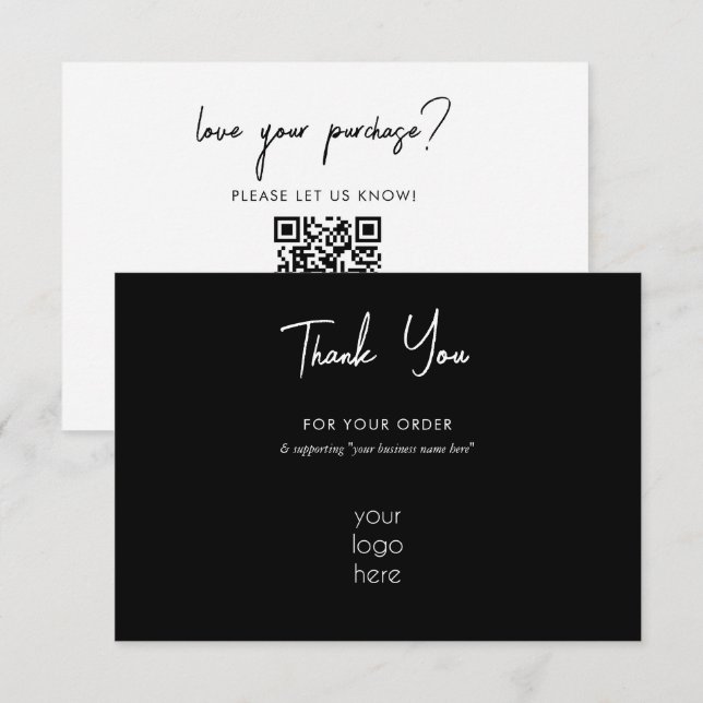 Personalised Business Thank You Logo Black Card (Front/Back)