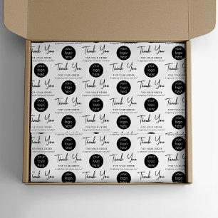 Personalised Business Thank You Logo Black White Tissue Paper