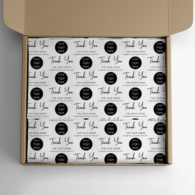 Personalised Business Thank You Logo Black White Tissue Paper (Creator Uploaded)
