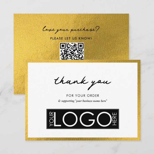 Personalised Business Thank You Logo Luxury Gold Card (Front/Back)