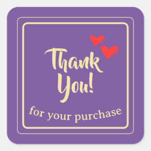 Personalised Business Thank You Text Square Sticker