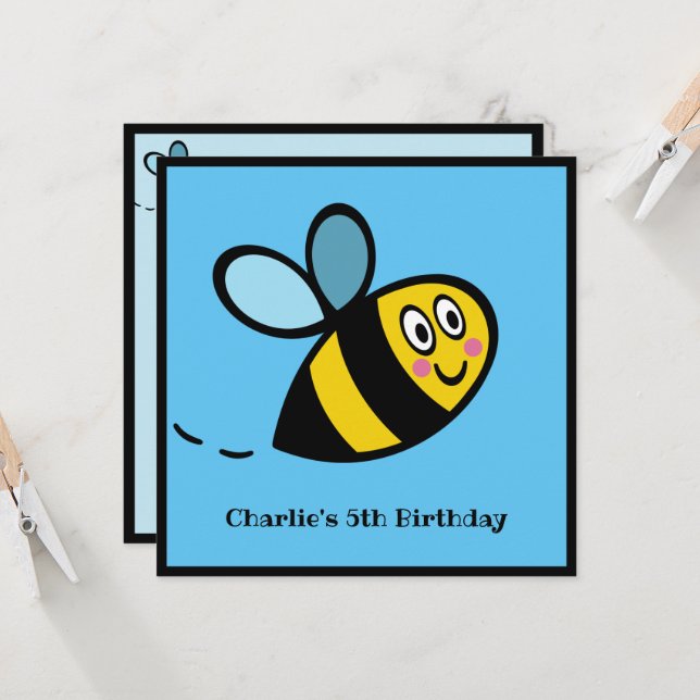 Personalised Busy Bumblebee Invitation (Front/Back In Situ)