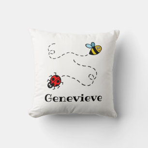 Personalised Busy Bumblebee & Ladybird Pattern Cushion