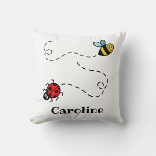Personalised Busy Bumblebee & Ladybird Pattern Cushion