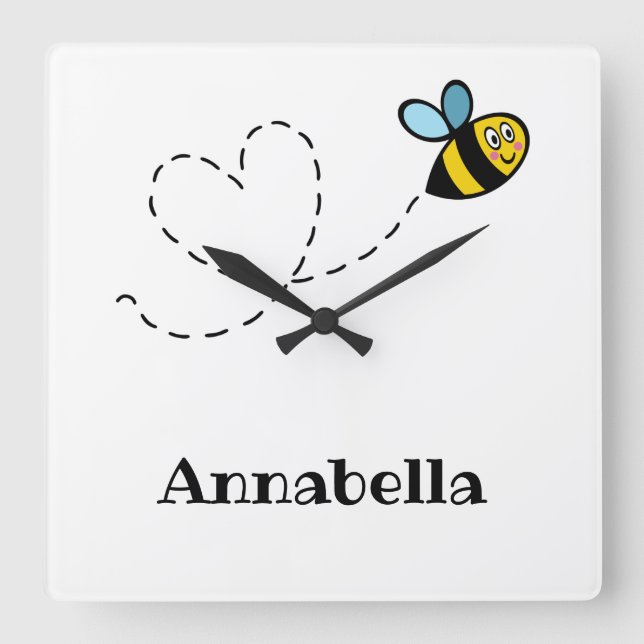 Personalised Busy Bumblebee Wall Clock (Front)