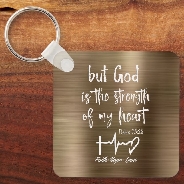 Personalised But God Psalms Bible Verse Key Ring (Front)