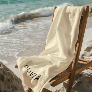 Personalised Buttercream Beach Towel | Custom Name