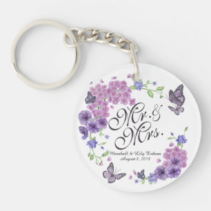 Personalised Butterflies Floral Wedding Keychain