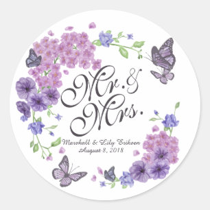 Personalised Butterflies Floral Wedding Sticker