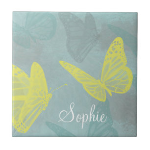 Personalised Butterflies Grunge  Tile