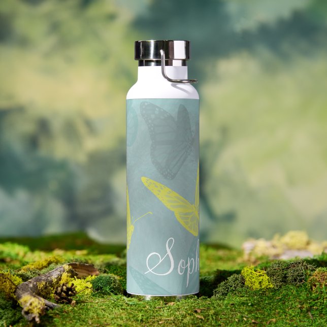 Personalised Butterflies Grunge Water Bottle (Outdoor)