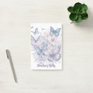 Personalised Butterflies Purple Name Girl Post-it Notes