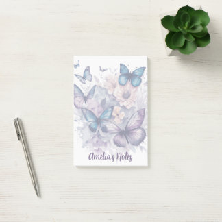 Personalised Butterflies Purple Name Girl Post-it Notes