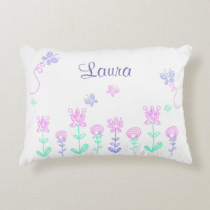 Personalised Butterfly and Flower Pink & Purple Decorative Cushion