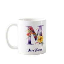 Personalised Butterfly and Flowers  Letter "M"