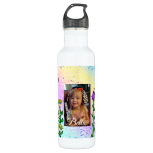 Personalised Butterfly and Flowers Photo and Name 710 Ml Water Bottle