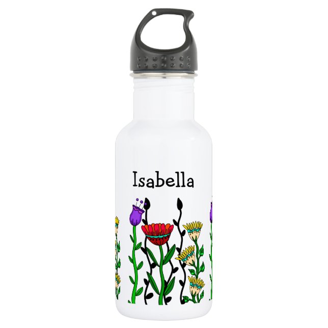 Personalised Butterfly and Flowers Pretty Art   532 Ml Water Bottle (Front)