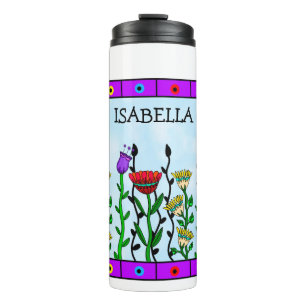 Personalised Butterfly and Flowers Pretty Art Thermal Tumbler