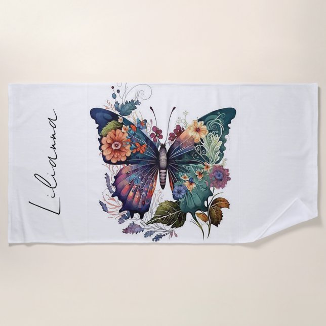 Personalised Butterfly Beach Towel (Front)