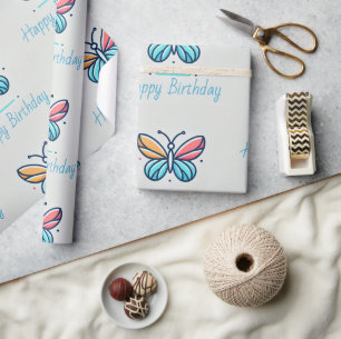 Personalised Butterfly Birthday Wrapping Paper