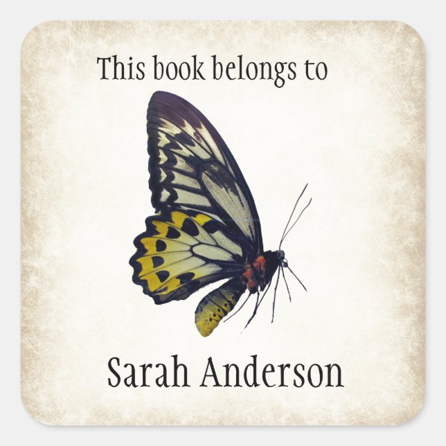 Personalised Butterfly Bookplate Sticker (Front)